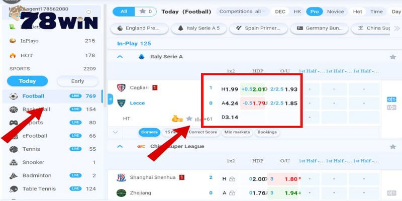 Cách đặt cược thể thao trực tuyến tại 78win